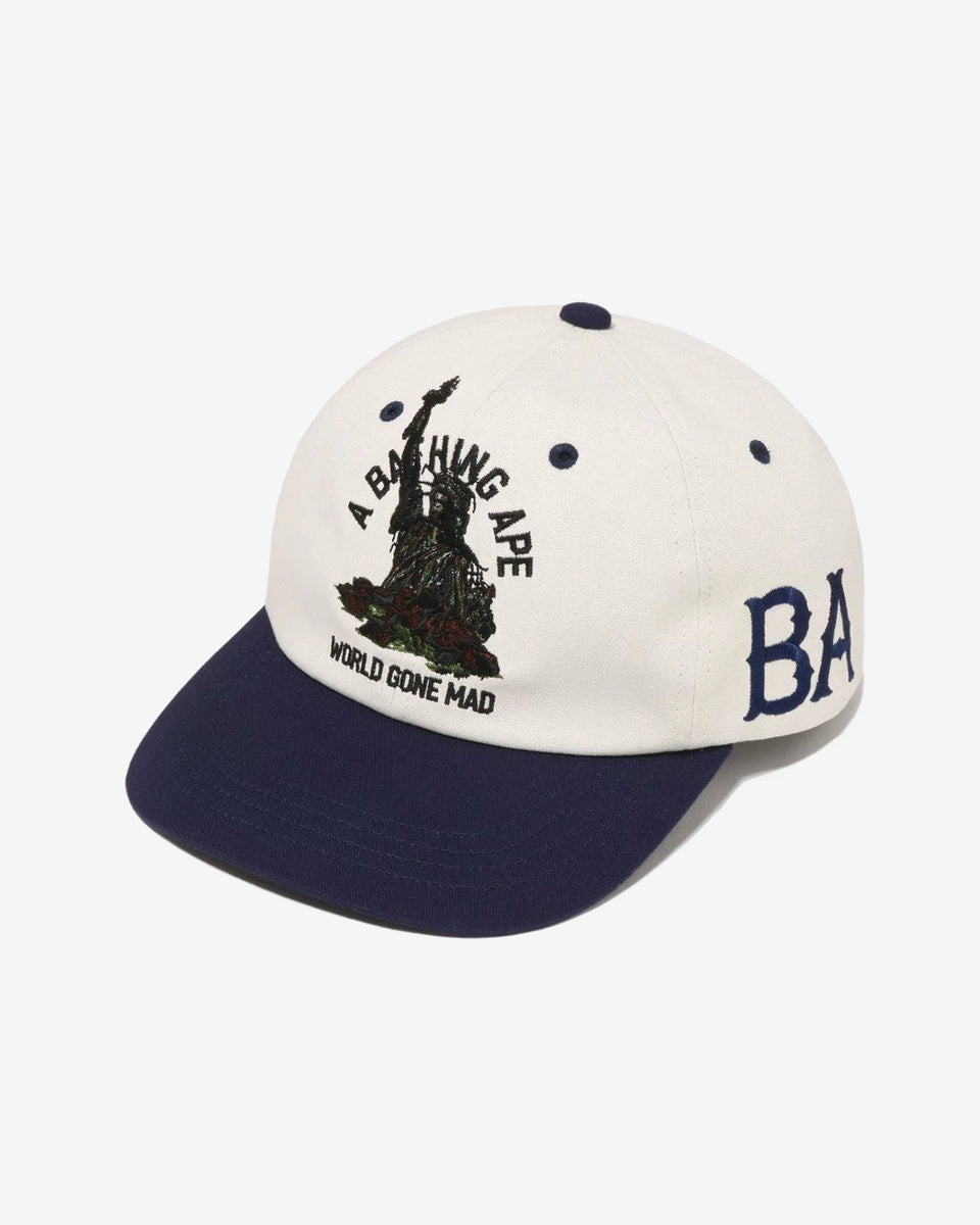 A BATHING APE ロゴキャップ ホワイト/ネイビー BAPE A BATHING APE CAP - NAVY – Undefeated