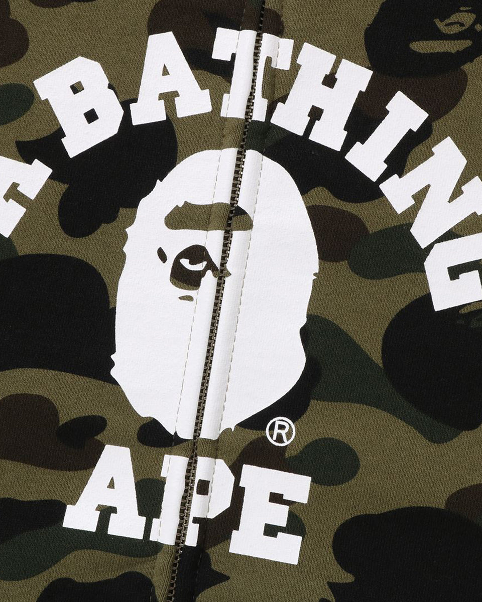 BAPE 1ST CAMO CRAZY COLLEGE FULL ZIP HOODIE - GREEN