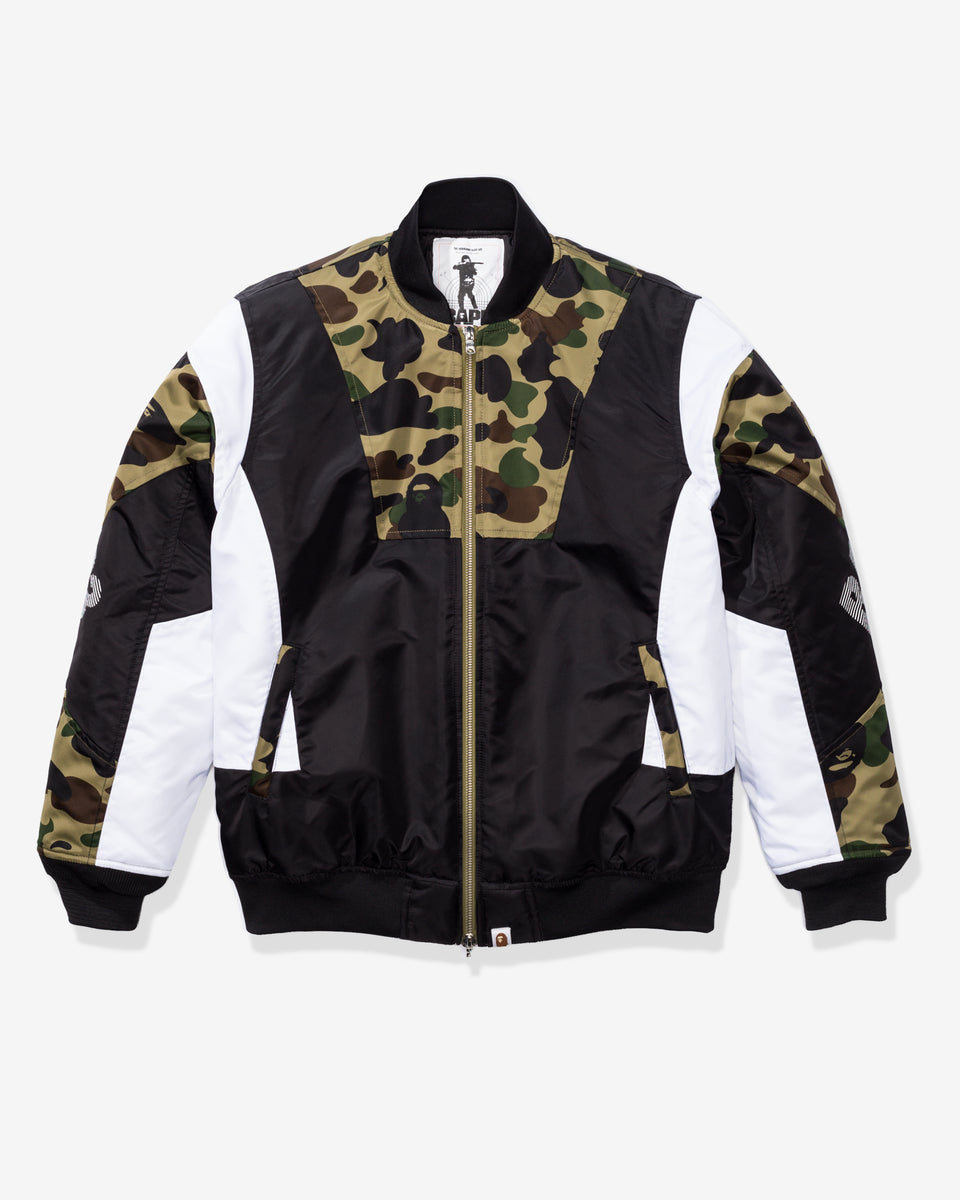 BAPE 1ST CAMO COLOR BLOCK PADDED JACKET - GREEN – Undefeated