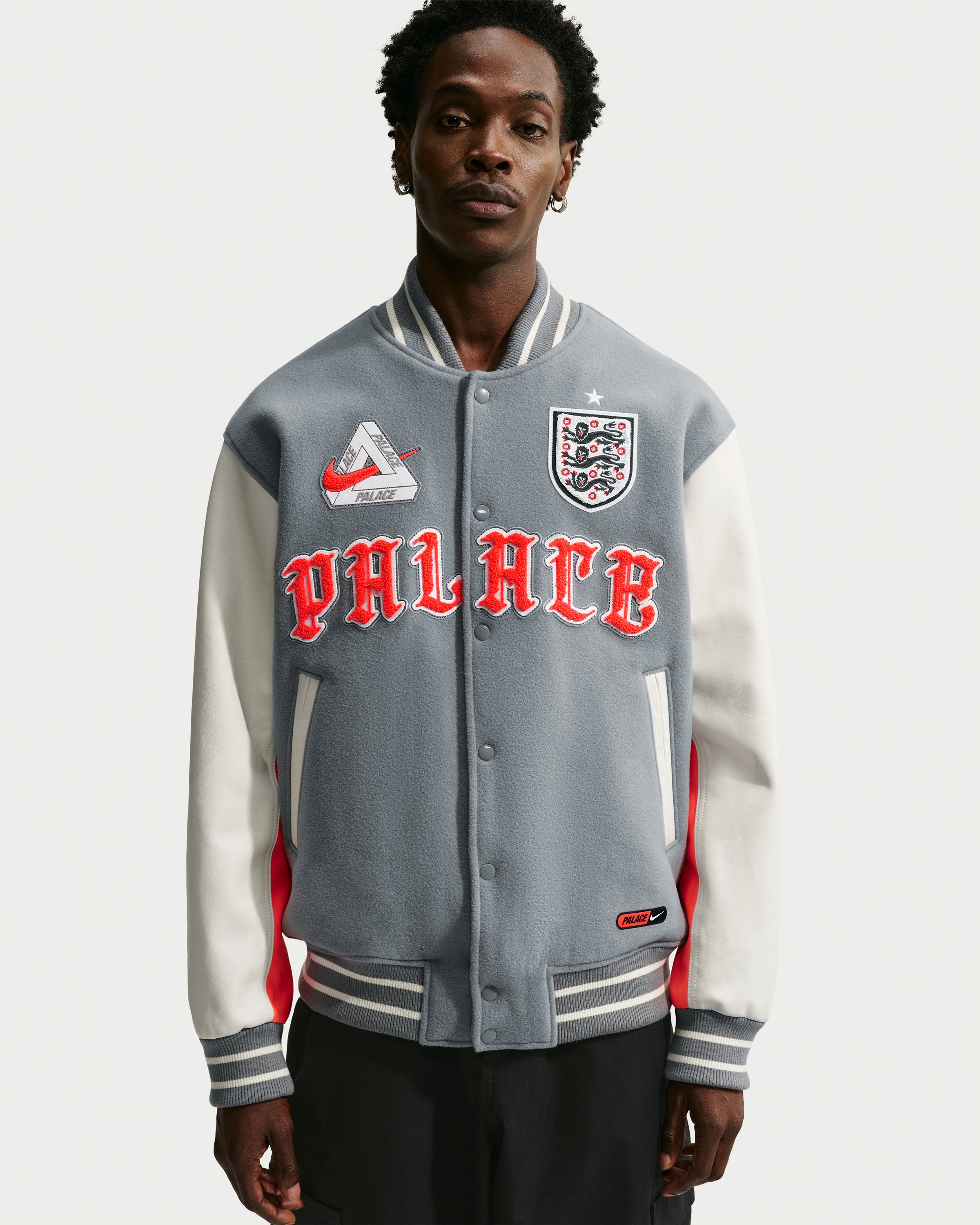 NIKE X PALACE ENG VARSITY JACKET - PEWTER GREY – Undefeated