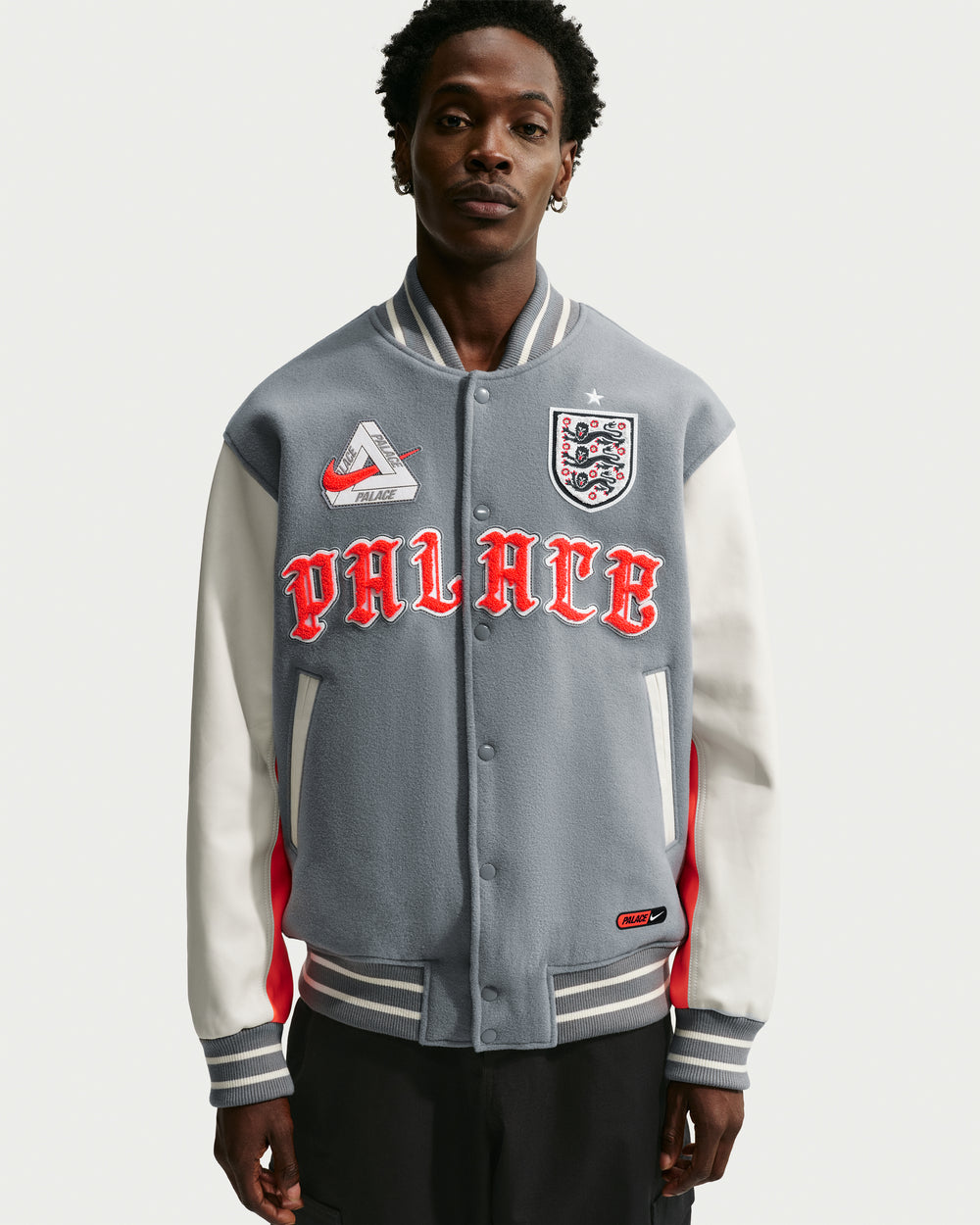 NIKE X PALACE ENG VARSITY JACKET - PEWTER GREY – Undefeated