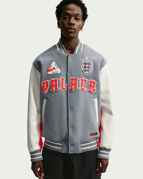 NIKE X PALACE ENG VARSITY JACKET - PEWTER GREY – Undefeated