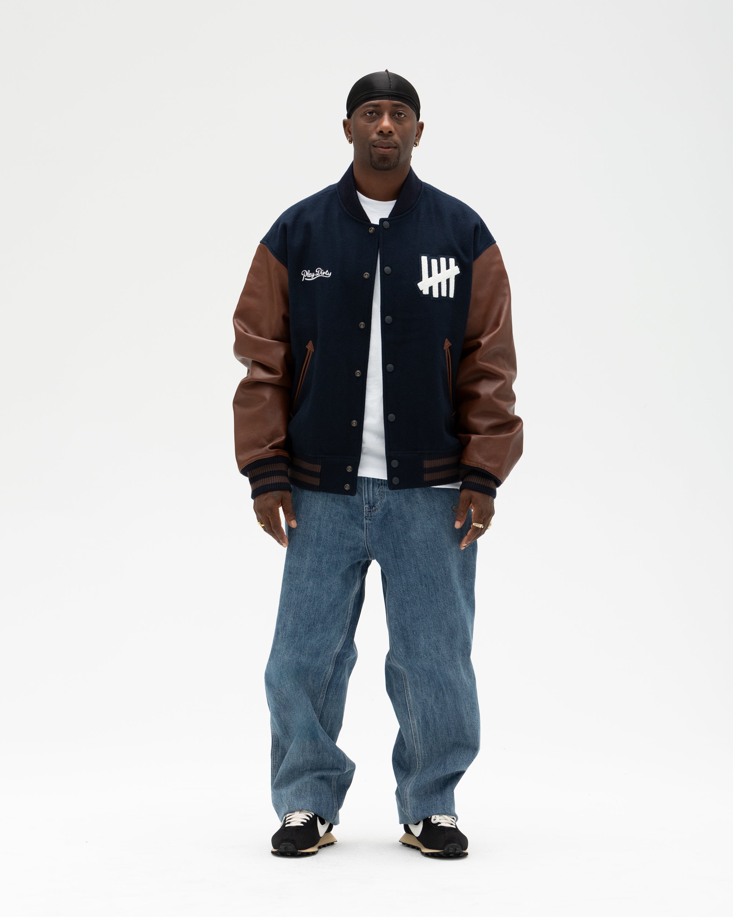 UNDEFEATED WOOL VARSITY JACKET - NAVY