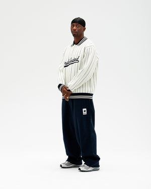 UNDEFEATED L/S KNIT POLO - NAVY STRIPE