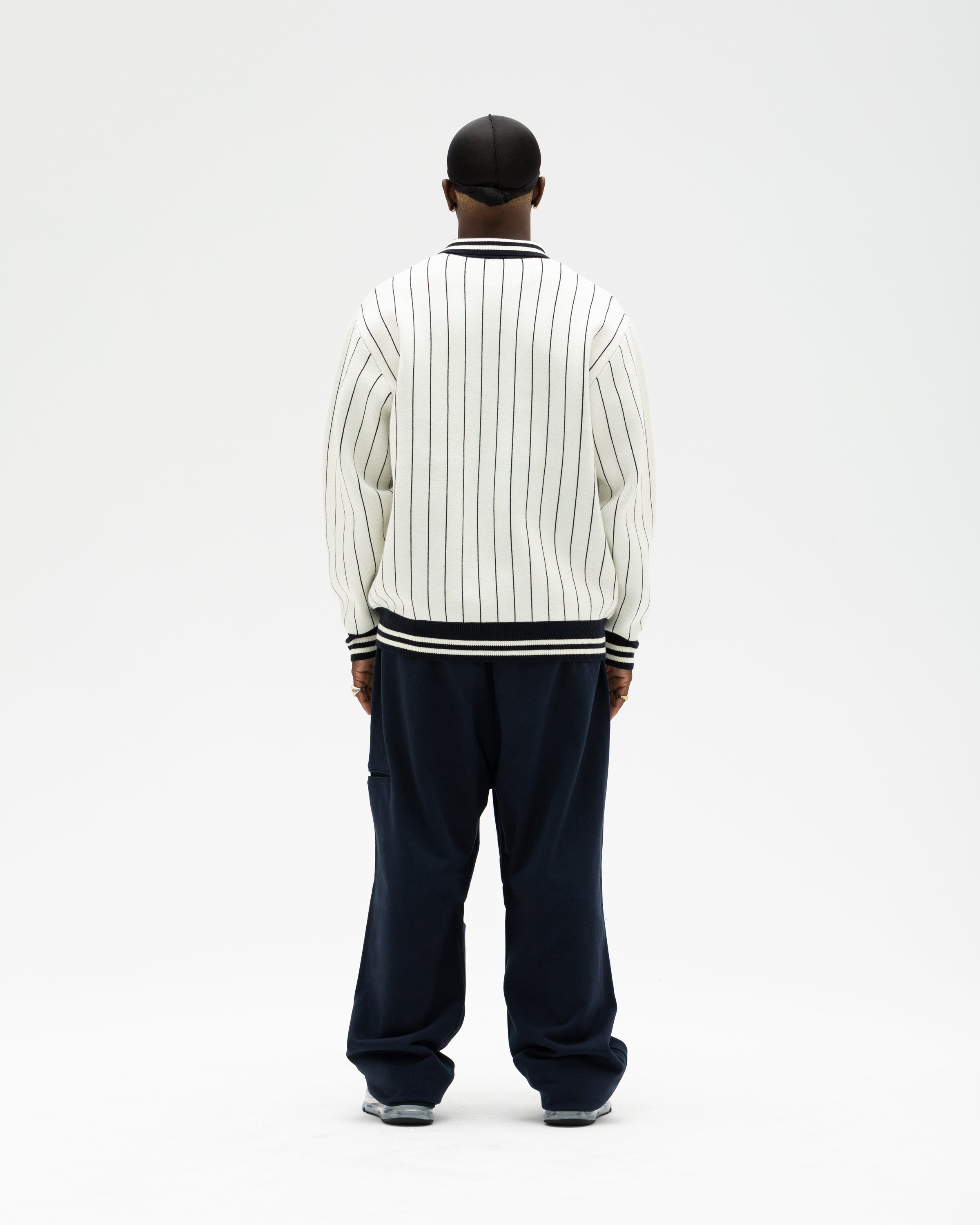 UNDEFEATED L/S KNIT POLO - NAVY STRIPE