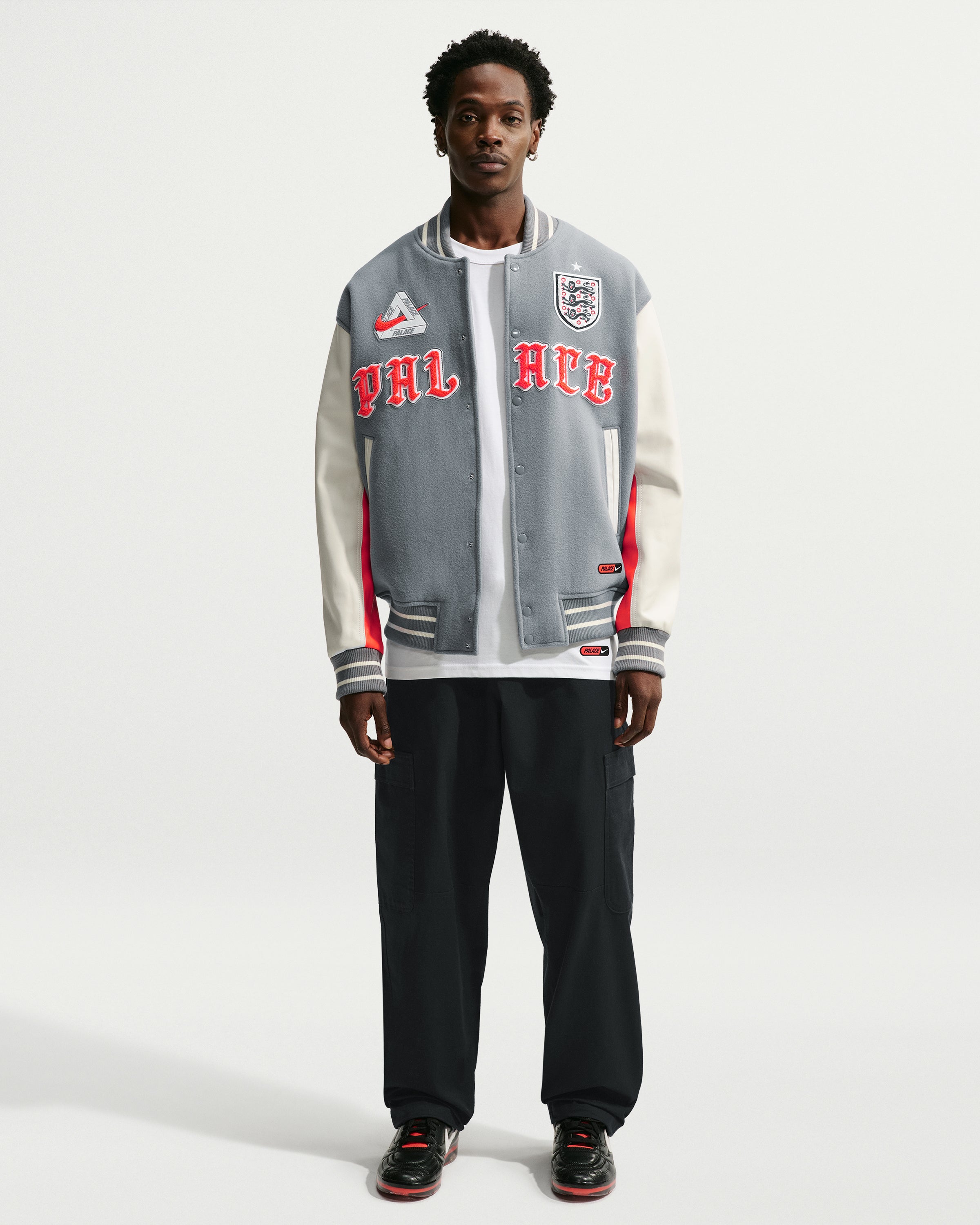 NIKE X PALACE ENG VARSITY JACKET - PEWTER GREY – Undefeated