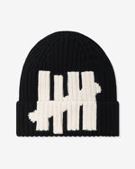 BLACK::A black Undefeated Knit Icon Cuff Beanie on a white background.
