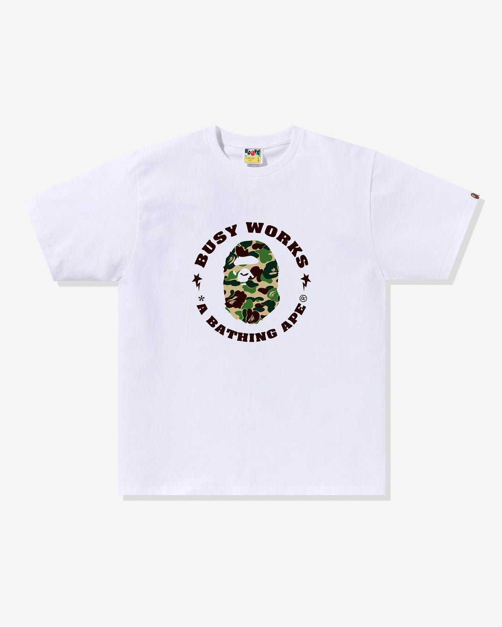 BAPE ABC CAMO BUSY WORKS STA TEE - WHITE - BAPE ABC CAMO BUSY WORKS STA TEE - WHITE
