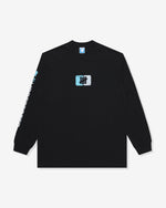 BLACK::A black Undefeated Compound L/S Tee on a white background.