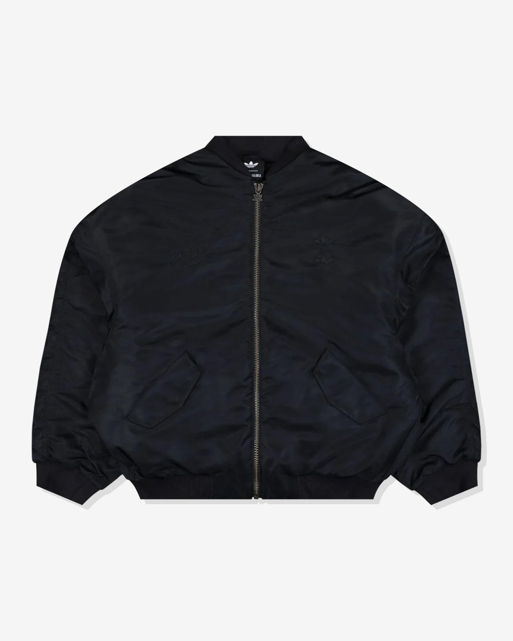 ADIDAS X WILLY CHAVARRIA SATIN BOMBER JACKET - BLACK - ADIDAS X WILLY CHAVARRIA SATIN BOMBER JACKET - BLACK
