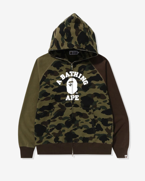 BAPE 1ST CAMO CRAZY COLLEGE FULL ZIP HOODIE - GREEN – Undefeated