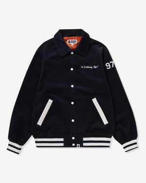 BAPE GENERAL CORDUROY VARSITY JACKET - NAVY