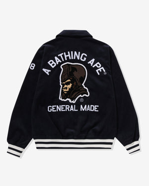 BAPE GENERAL CORDUROY VARSITY JACKET - NAVY