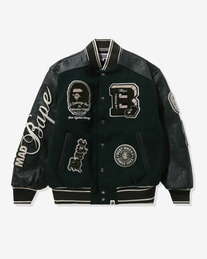 BAPE PATCH VARSITY JACKET - GREEN