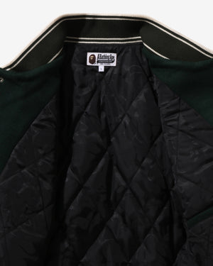 BAPE PATCH VARSITY JACKET - GREEN