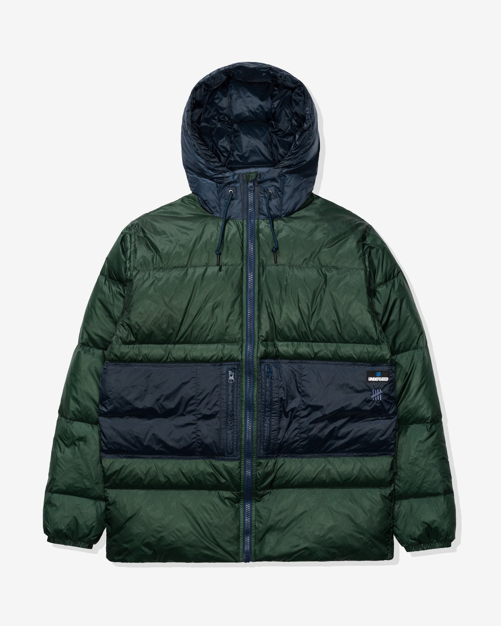 UNDEFEATED HOODED DOWN PUFFER JACKET - HUNTER GREEN / XS