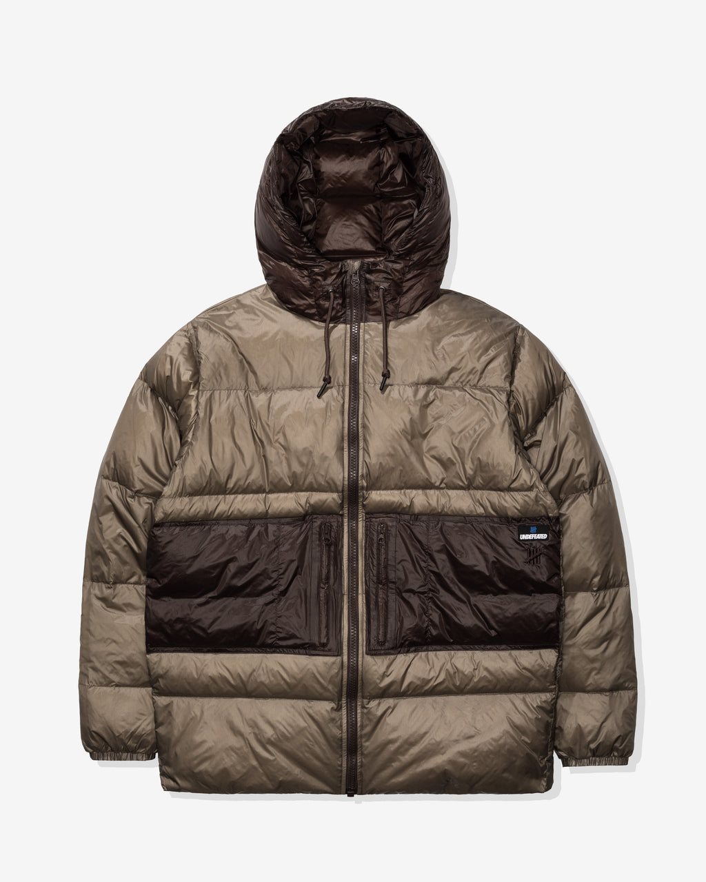 UNDEFEATED HOODED DOWN PUFFER JACKET - TAUPE