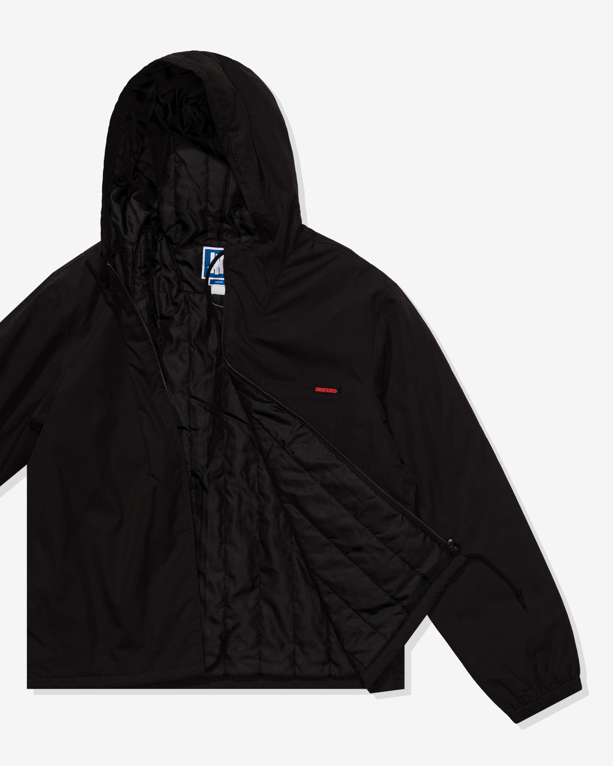 UNDEFEATED HOODED LIGHTWEIGHT WOVEN JACKET - BLACK