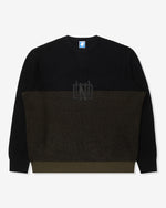 BLACK::A black and brown Undefeated Waffle Sweater on a white background.