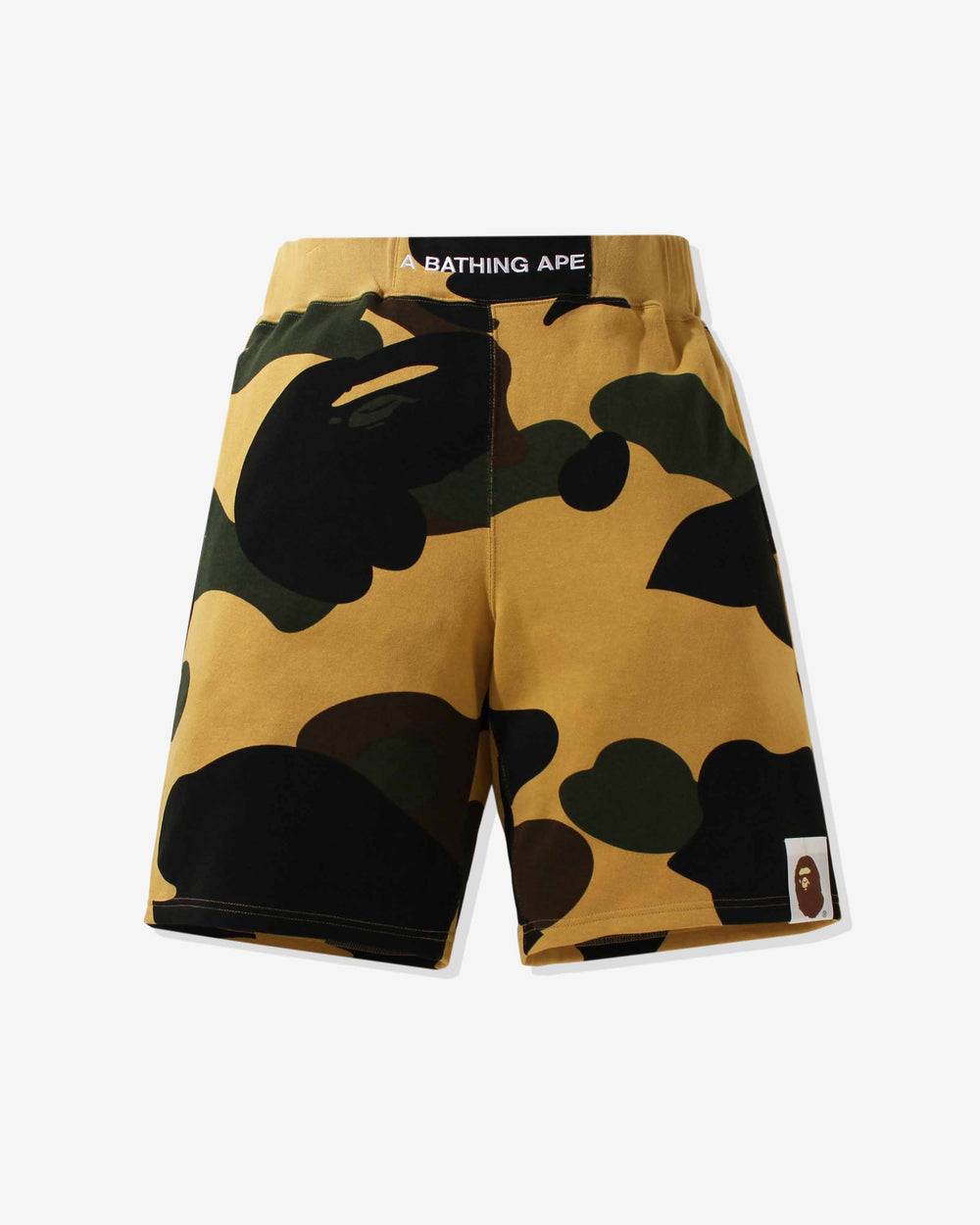 BAPE GIANT 1ST CAMO WIDE FIT SWEAT SHORTS - YELLOW / S