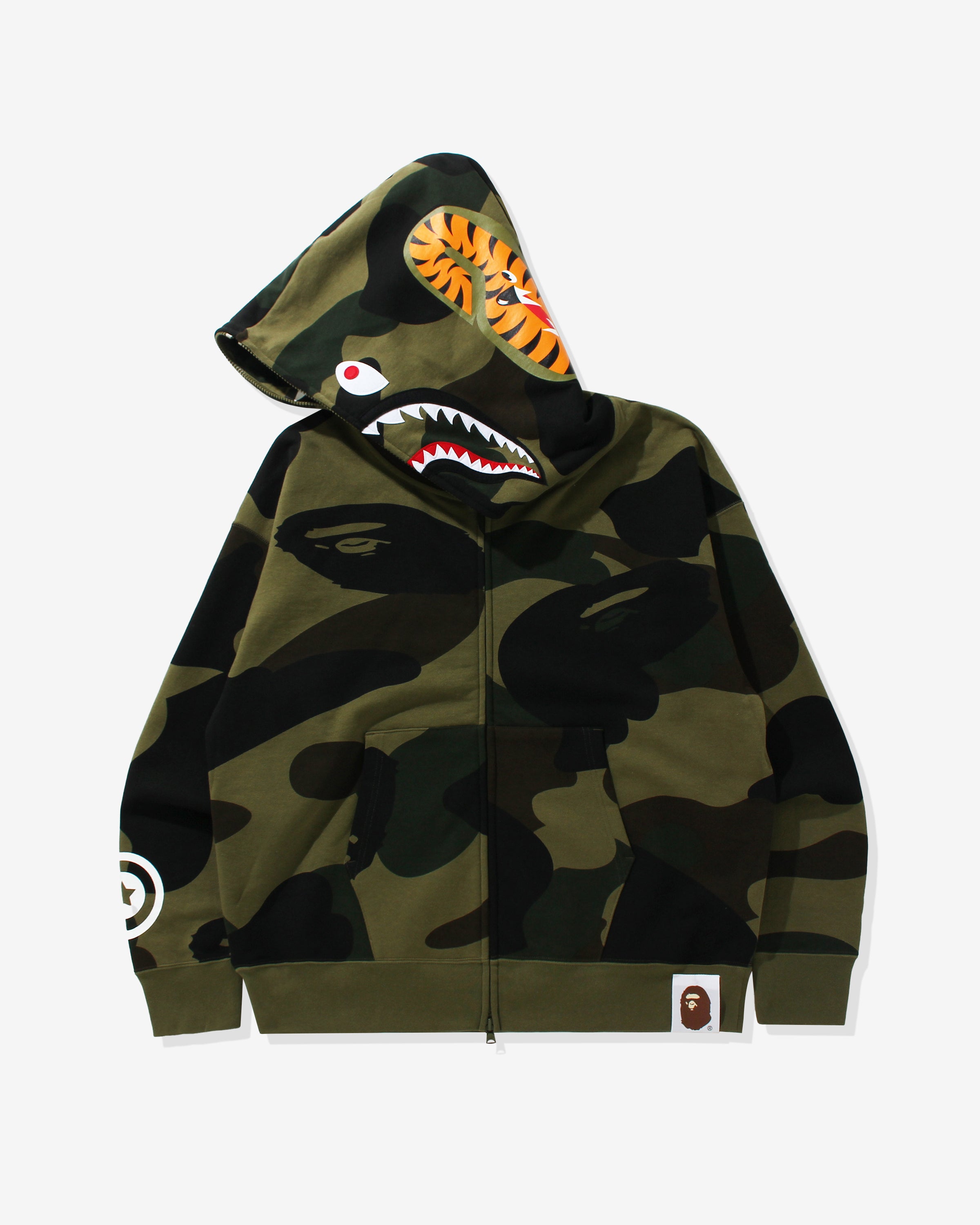 BAPE GIANT 1ST CAMO SHARK LOOSE FIT FULL ZIP - GREEN – Undefeated