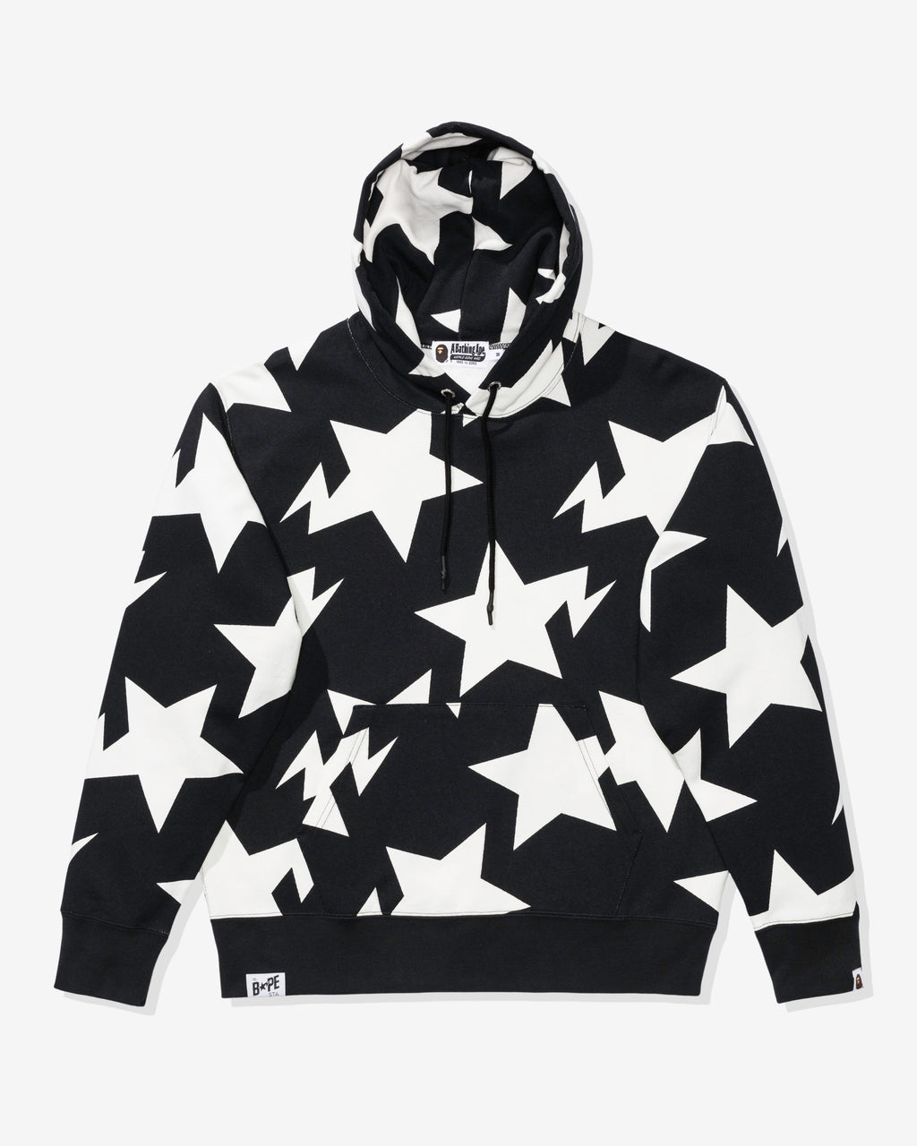 BAPE RELAXED STA PATTERN PULLOVER HOODIE - BLACK