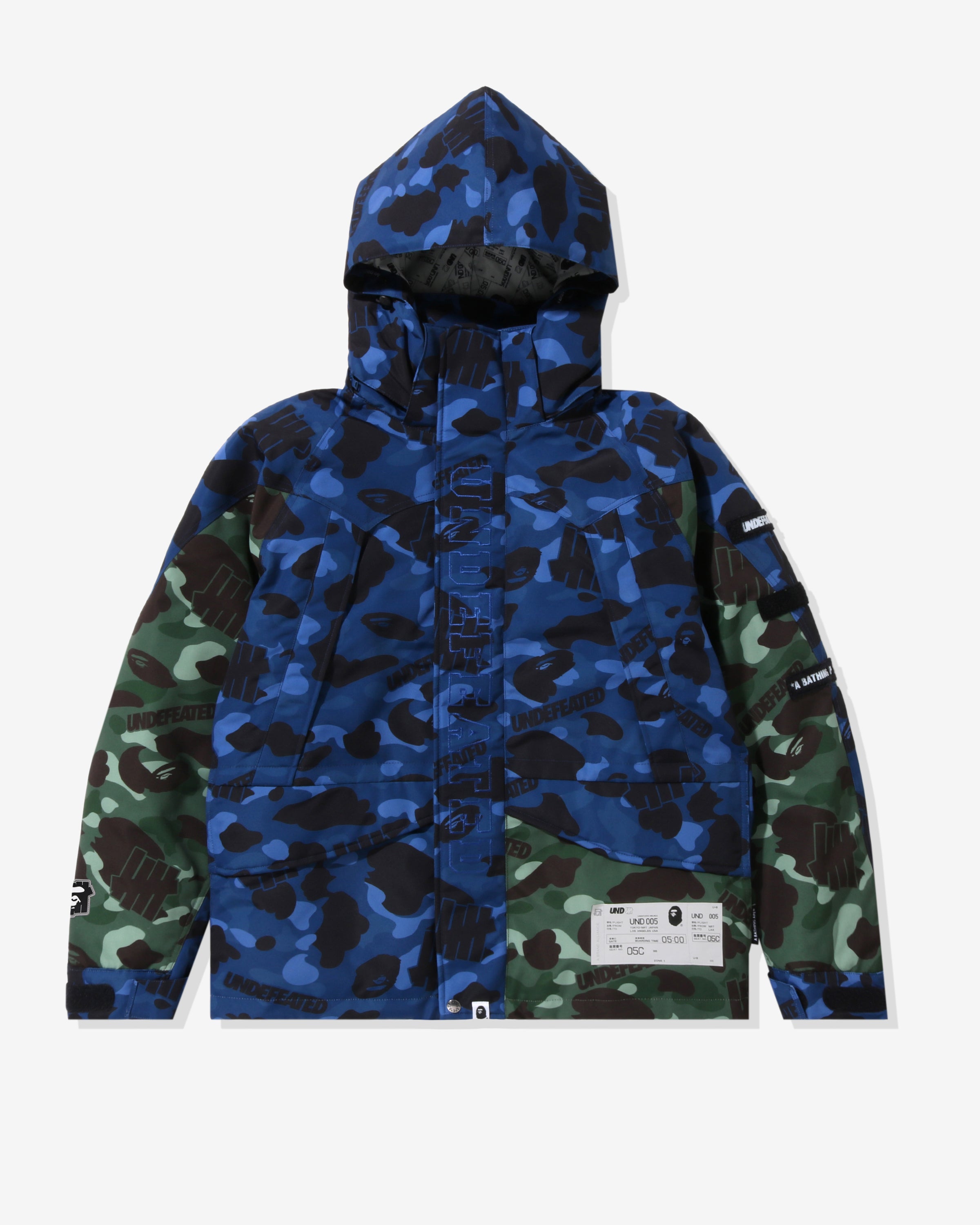 BAPE X UNDEFEATED COLOR CAMO SNOWBOARD JACKET   NAVY – Undefeated